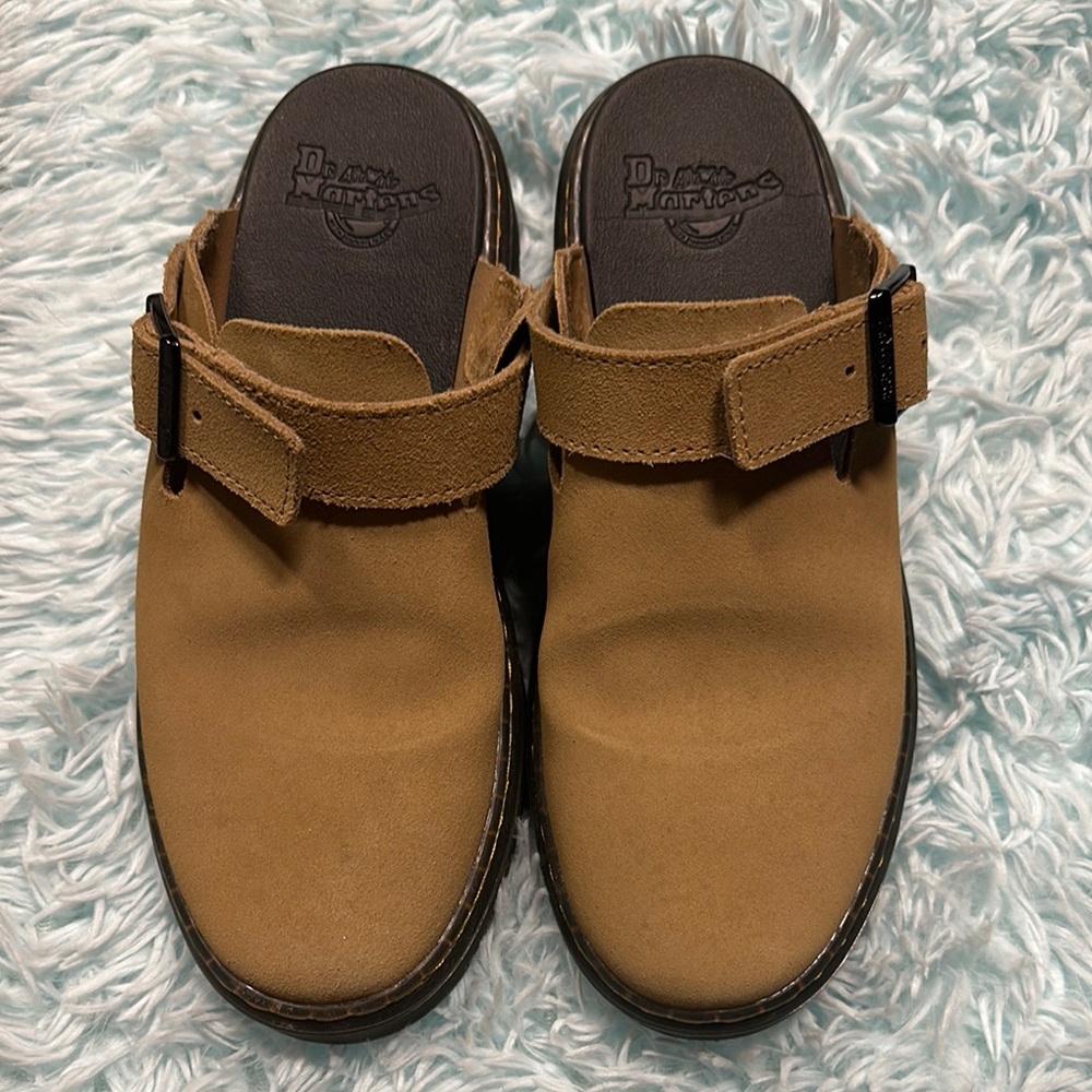 Dr. Martens Tan Suede Slip-On Clogs